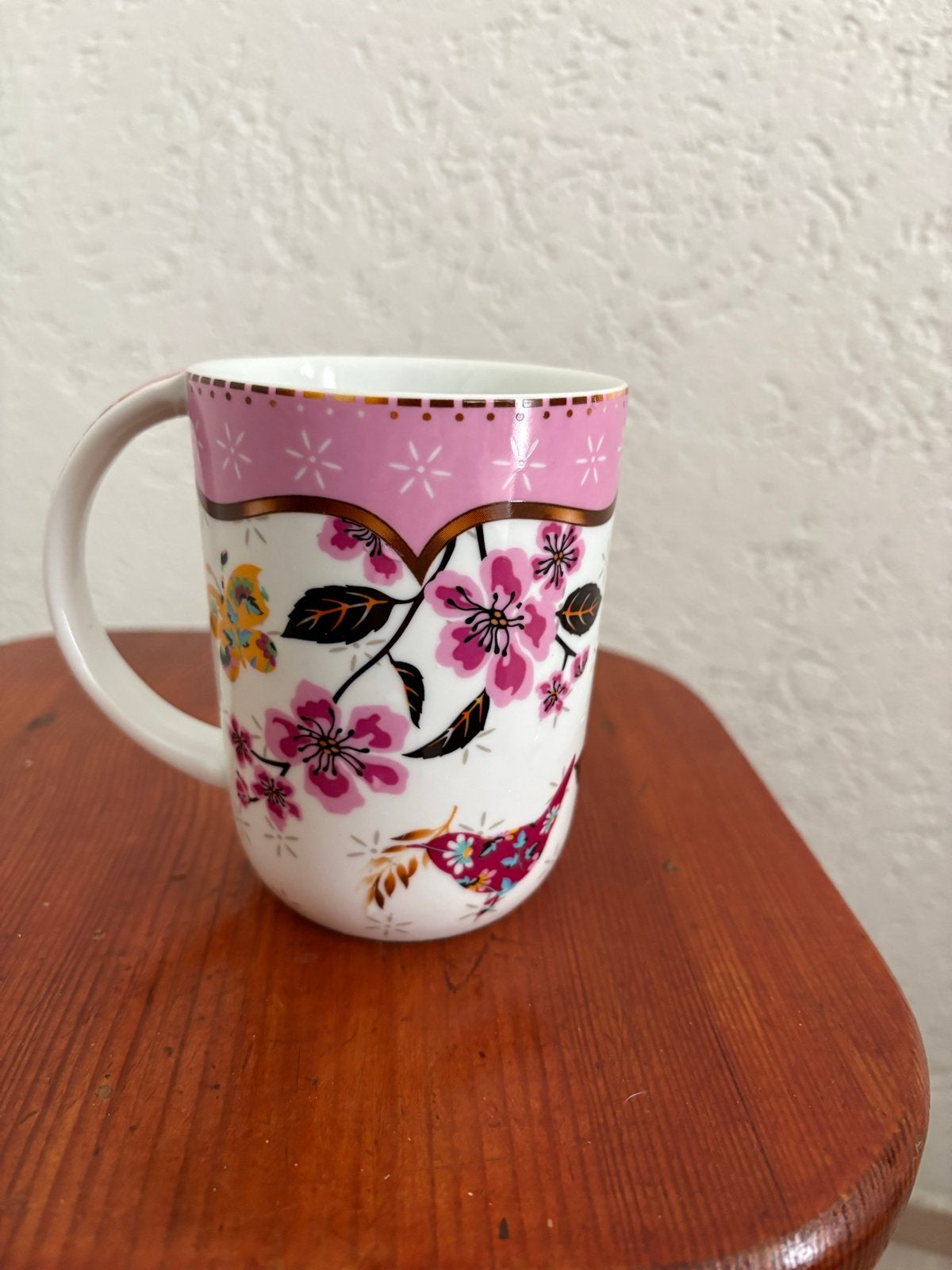 Xenos Birdy Collection mok met roze bloemen en vogels, Ophalen of Verzenden, Zo goed als nieuw, Overige stijlen, Kop(pen) en/of Schotel(s)