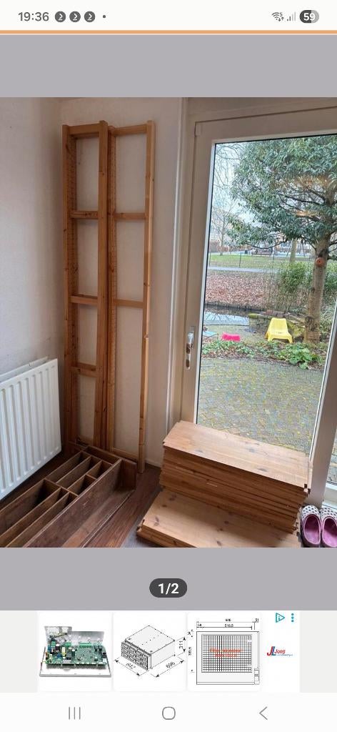 Ikea rek, Ivar, massief grenen rekken, boekenrekken, bruin, Ophalen, Met plank(en), Minder dan 50 cm, Gebruikt