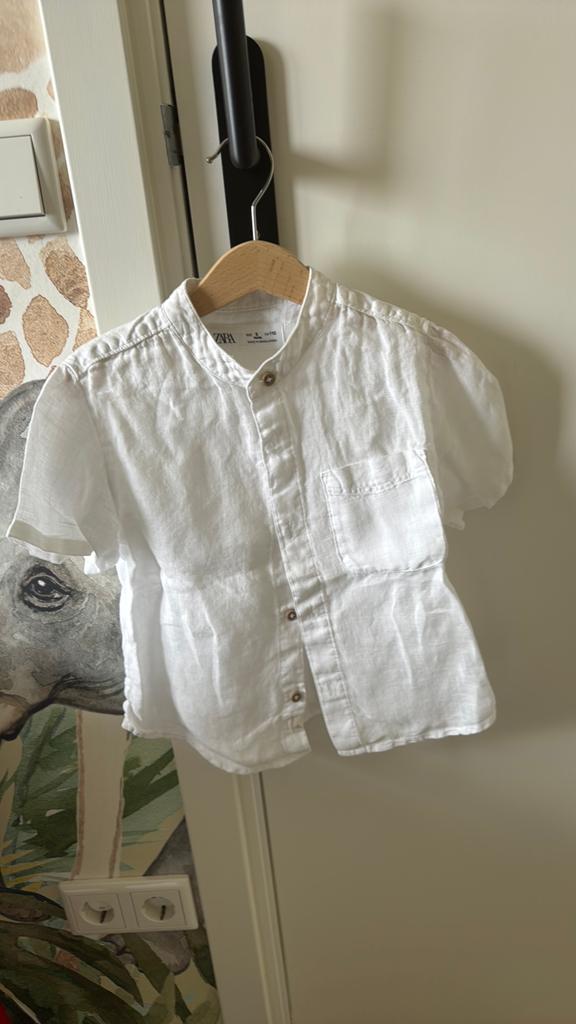 Wit linnen overhemd Zara Kids - maat 110, Ophalen of Verzenden, Zo goed als nieuw, Jongen
