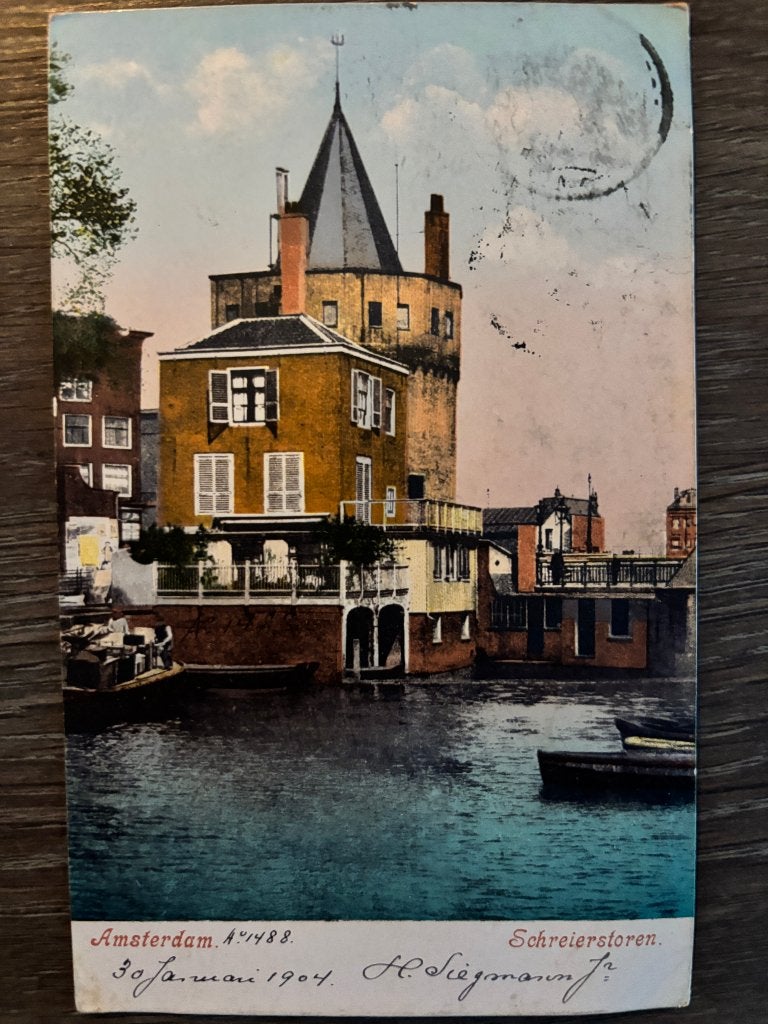 Ansichtkaart Amsterdam - Scheierstoren, Verzamelen, Ansichtkaarten | Nederland, Ophalen of Verzenden, Voor 1920, Gelopen, Noord-Holland