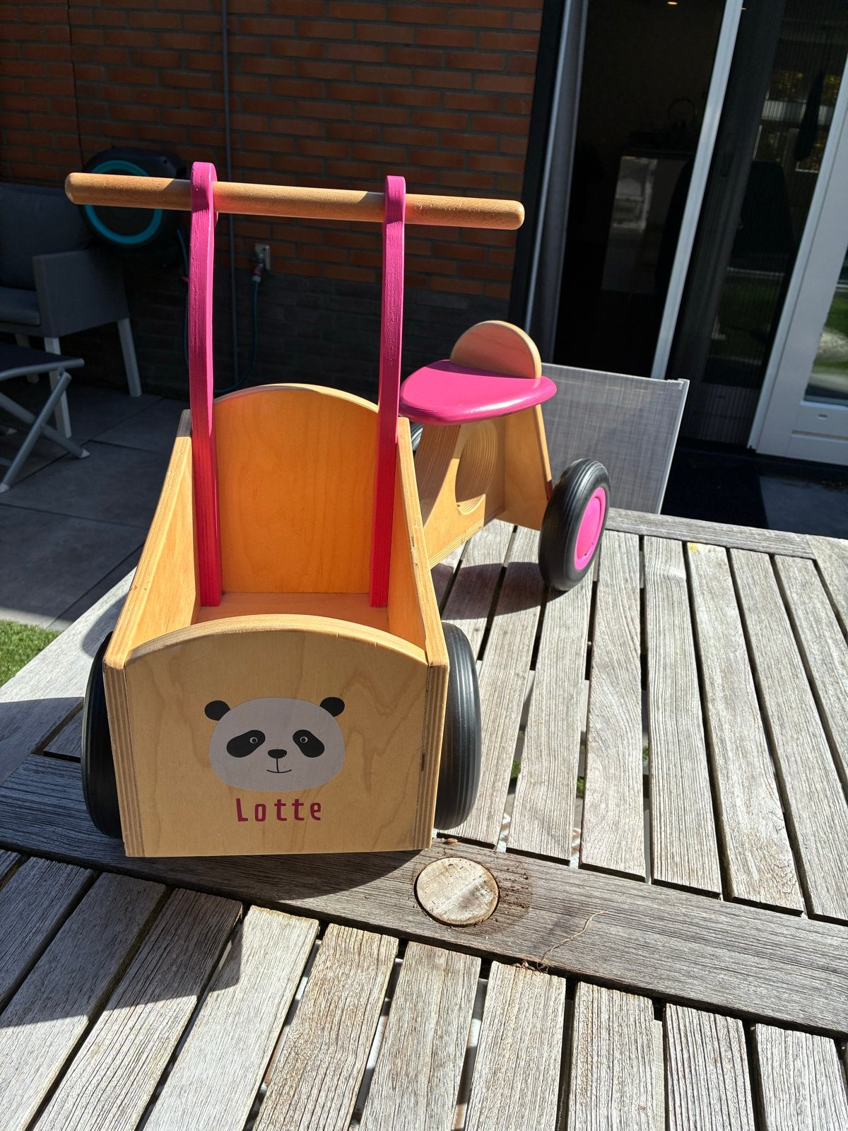 Van Dijk Toys Houten kinder bakfiets loopfiets, Ophalen, Gebruikt