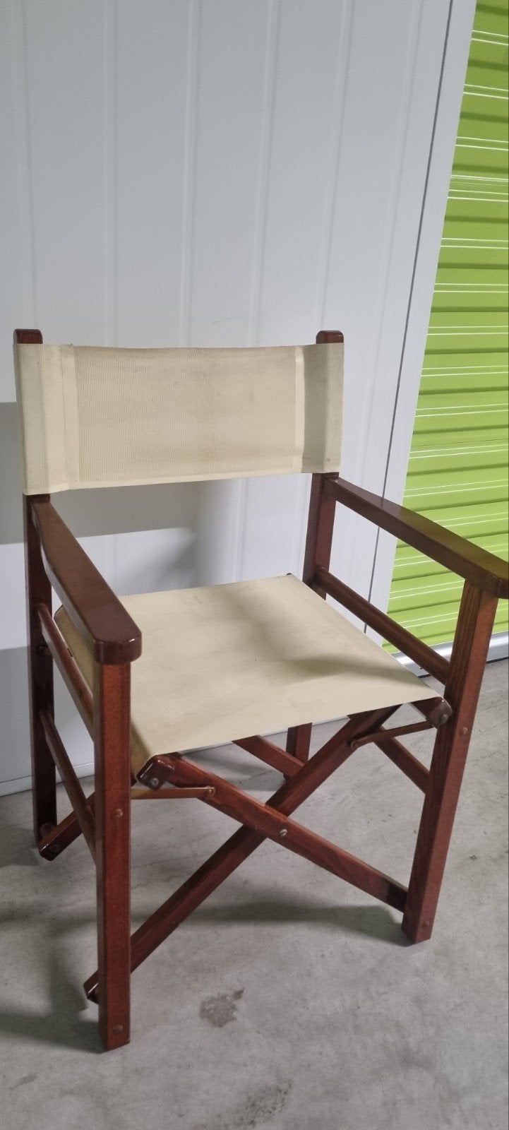 Vintage Regisseursstoel - Hout en Crème Canvas, Hout, Overige kleuren, Ophalen of Verzenden, Zo goed als nieuw