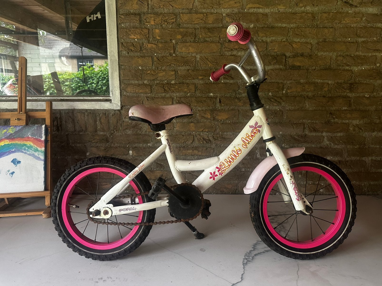 Popal kinderfiets 14 inch met terugtraprem, Ophalen, Gebruikt, Terugtraprem, Minder dan 16 inch