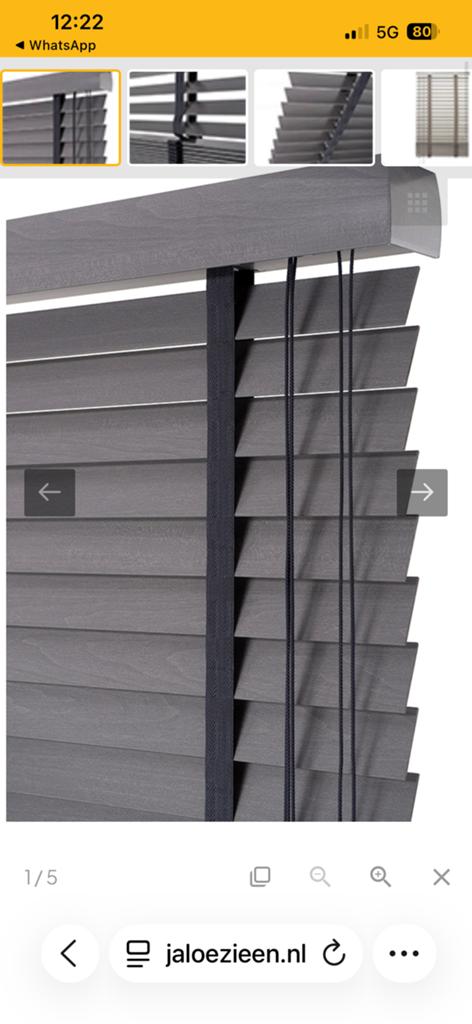 Houten Jaloezie 50mm, Huis en Inrichting, Stoffering | Gordijnen en Lamellen, Zo goed als nieuw, Ophalen