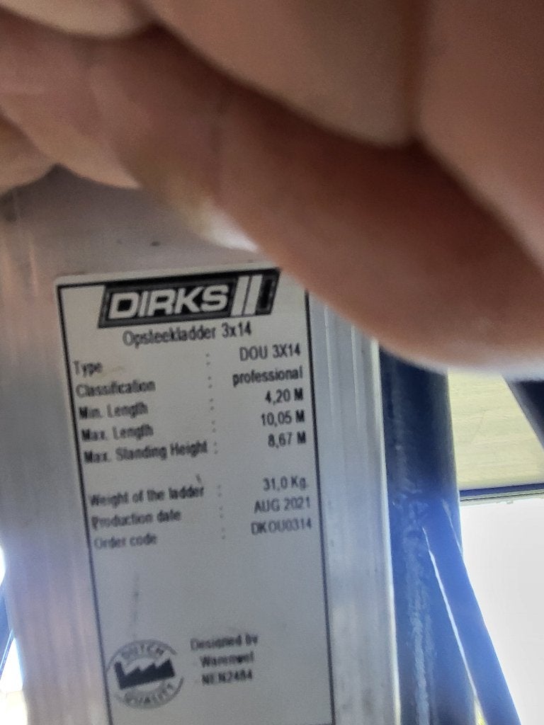 3 delige Dirks opsteekladder  10+ meter, Doe-het-zelf en Verbouw, Ladders en Trappen, Ophalen of Verzenden, Zo goed als nieuw