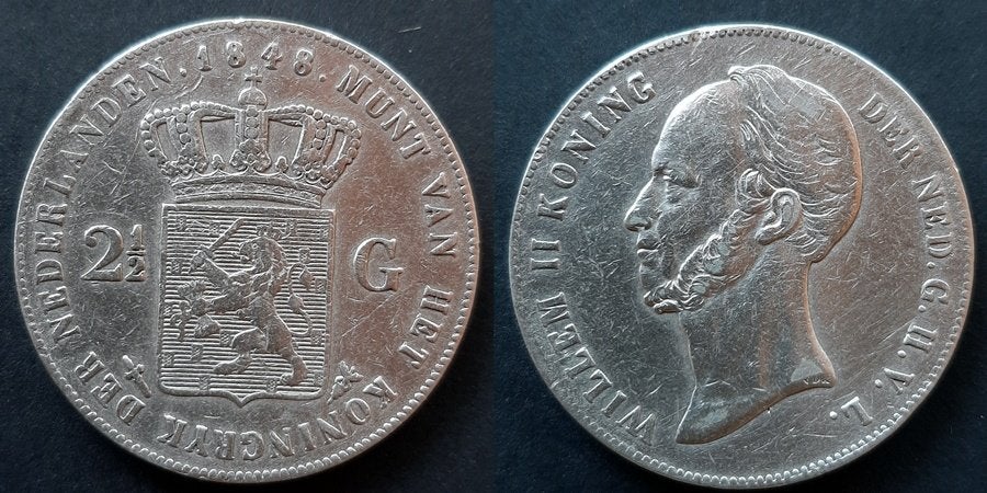Rijksdaalder 1848  , Verzenden, Koning Willem II, 2½ gulden, Zilver