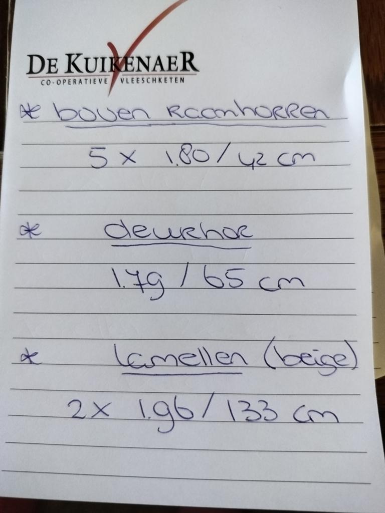 Bovenraam horren, Deur hor, Lamellen (stof, beige), Ophalen, Nieuw