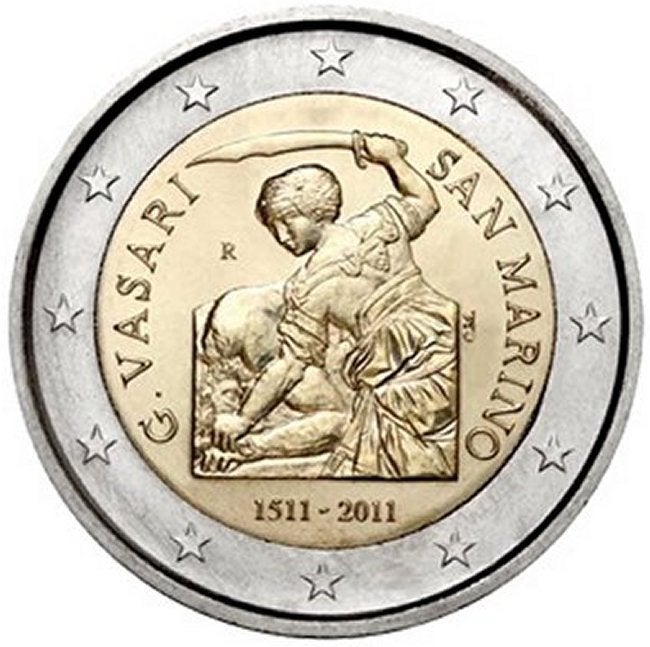 San Marino 2 euro "Giorgio Vasari" 2011 BU in blister, Ophalen of Verzenden, San Marino, 2 euro, Setje