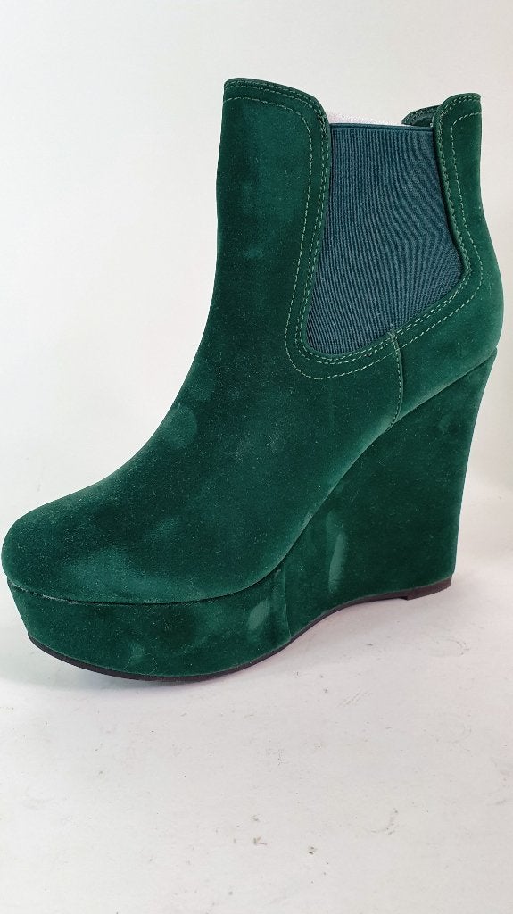 Kayla Shoes enkellaarsjes, suede groen, maat 40. 8A4, Tweedehands verkoop, Tweedehands verkoop, Ophalen of Verzenden, Groen