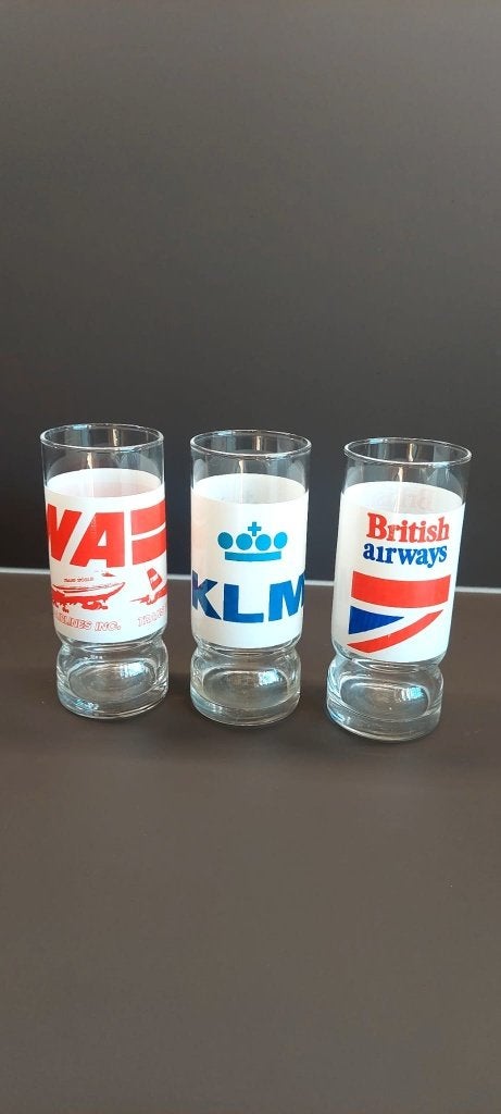 3 Vintage luchtvaart glazen klm, twa, british Airways, Eu, Eu, Overige typen, Ophalen of Verzenden