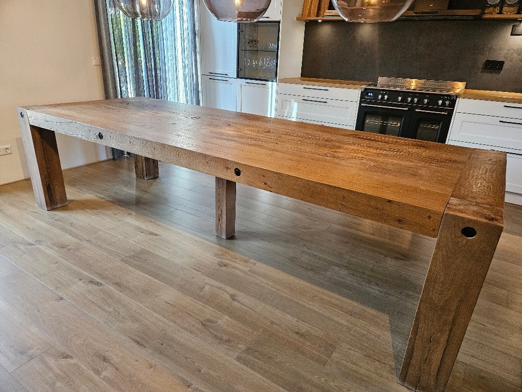 Grote Eiken Eettafel 300x110 | 8-10 pers | Topstaat, Ophalen, 100 tot 150 cm, Eikenhout, 200 cm of meer
