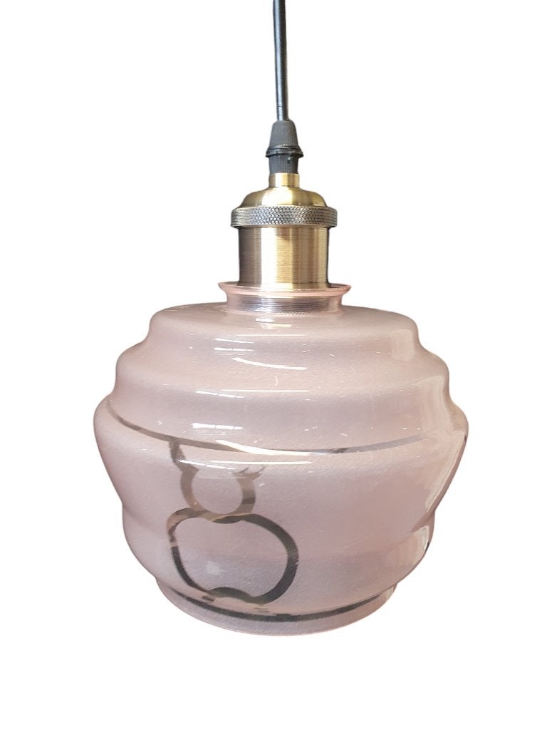 1949 brocante vintage hanglampje lampje hanglamp lamp kap, Huis en Inrichting, Ophalen of Verzenden, Gebruikt, Glas