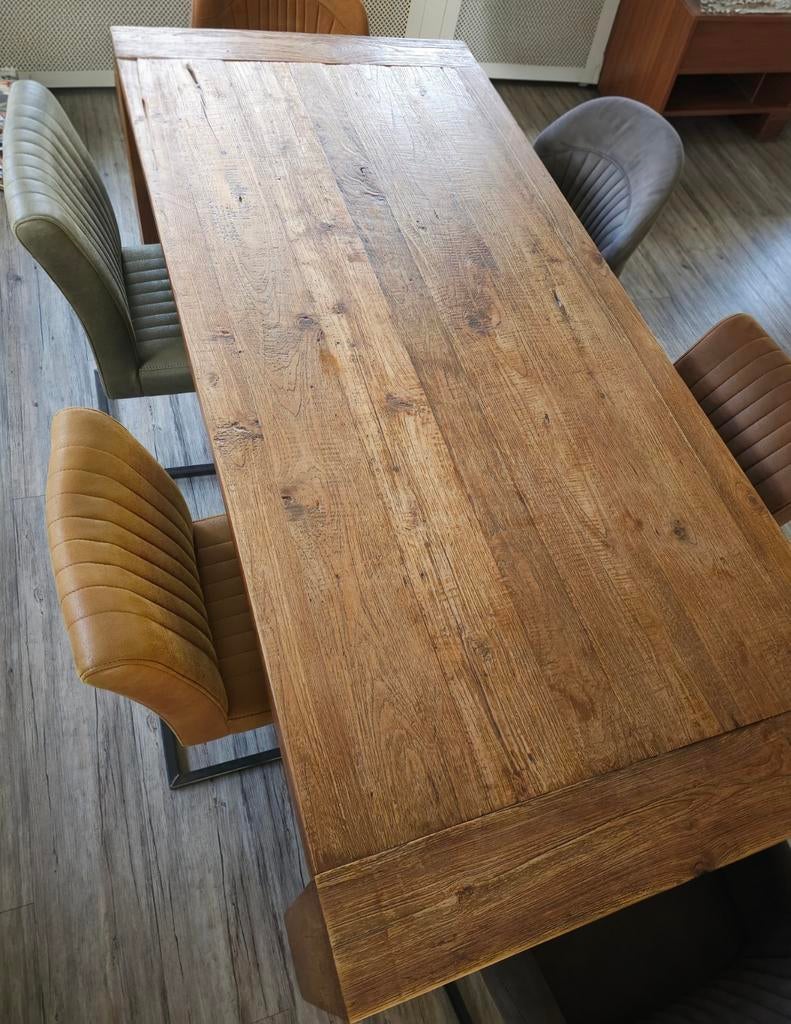 Robuuste eettafel 2.20 x 1.00 m, Ophalen, Gebruikt, 100 tot 150 cm, 200 cm of meer
