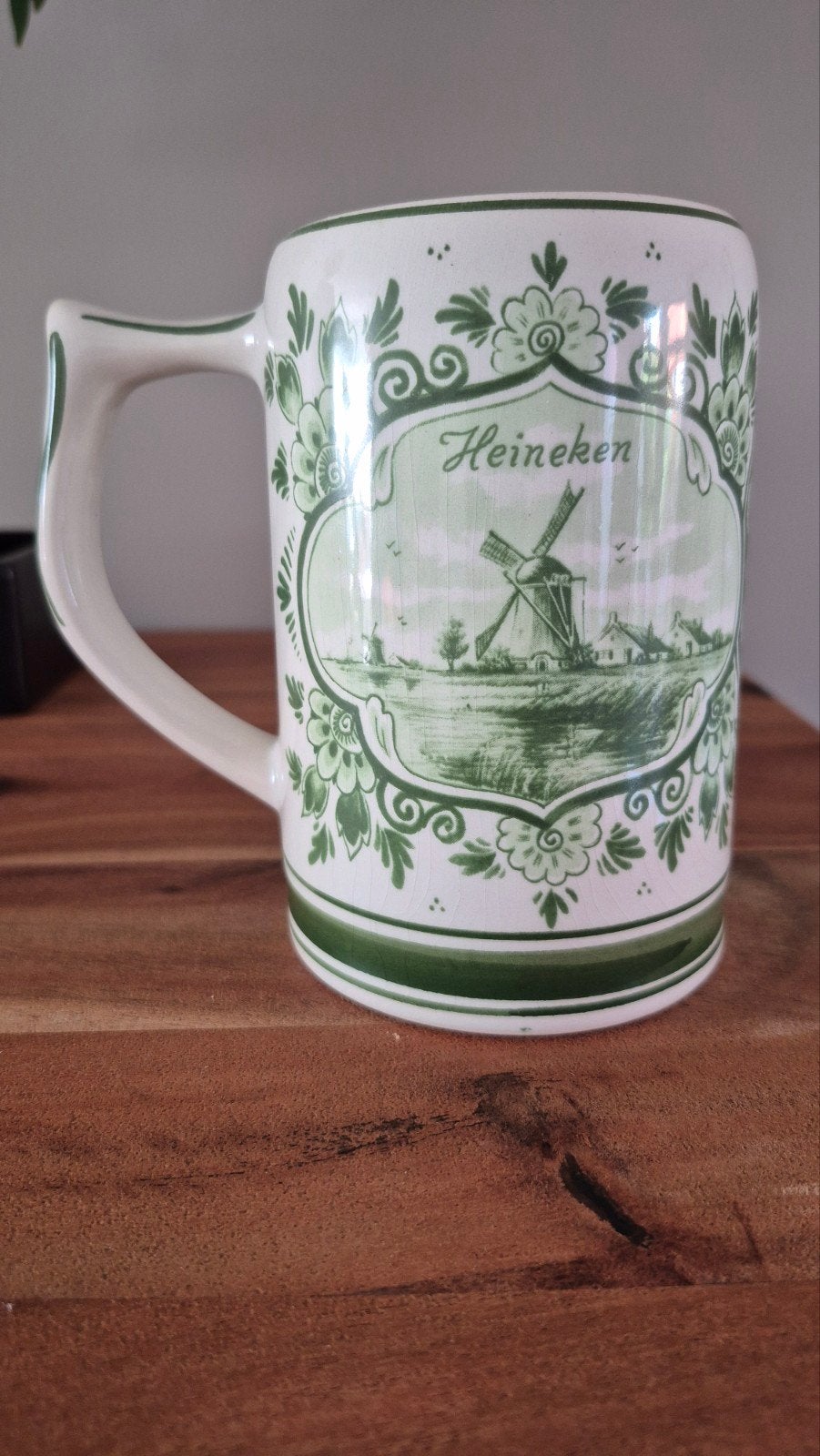 Groene Porseleinen Heineken Bierpul, Verzamelen, Ophalen of Verzenden, Gebruikt, Pul(len), Heineken