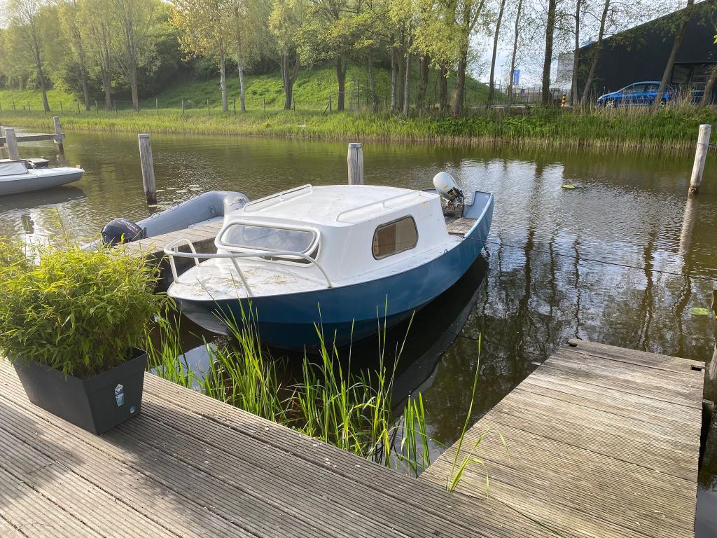 Boot stalen schouw/vlet met kajuit, Watersport en Boten, Ophalen, Gebruikt, Staal, Diesel