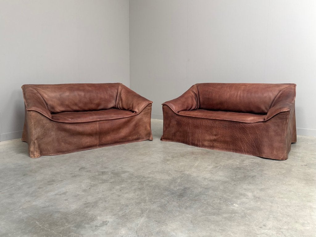 Vintage sofa bank jaren 60 70 80 leer de sede, Tweepersoons, 75 tot 100 cm, Ophalen of Verzenden, Rechte bank