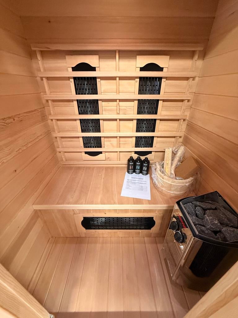 Combi sauna | Infrarood + Fins | Gratis montage | Harvia, Ophalen of Verzenden, Zo goed als nieuw, Fins of Traditioneel, Complete sauna