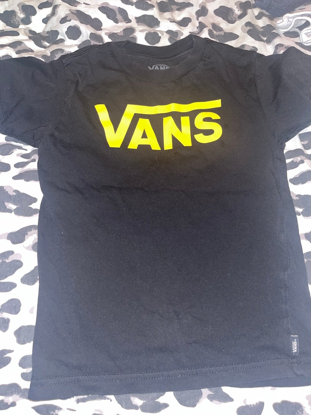 Vans T-shirt Zwart met Geel Logo - Maat 5, Ophalen of Verzenden, Gebruikt, Jongen of Meisje