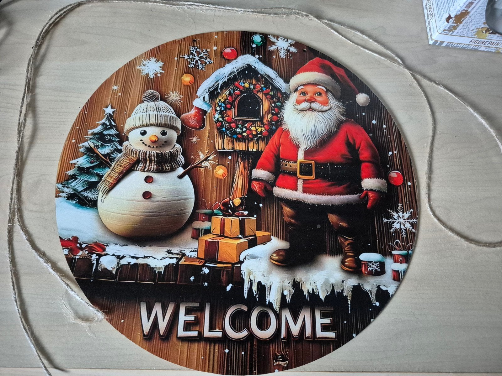 Nieuw kerst decoratie bord sneeuwpop en sneeuwman 32 cm, Ophalen of Verzenden, Nieuw