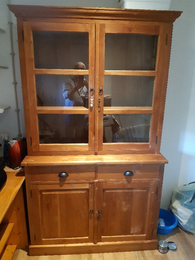 Teakhouten kast, Gebruikt, 100 tot 150 cm, 200 cm of meer, Massief teakhout