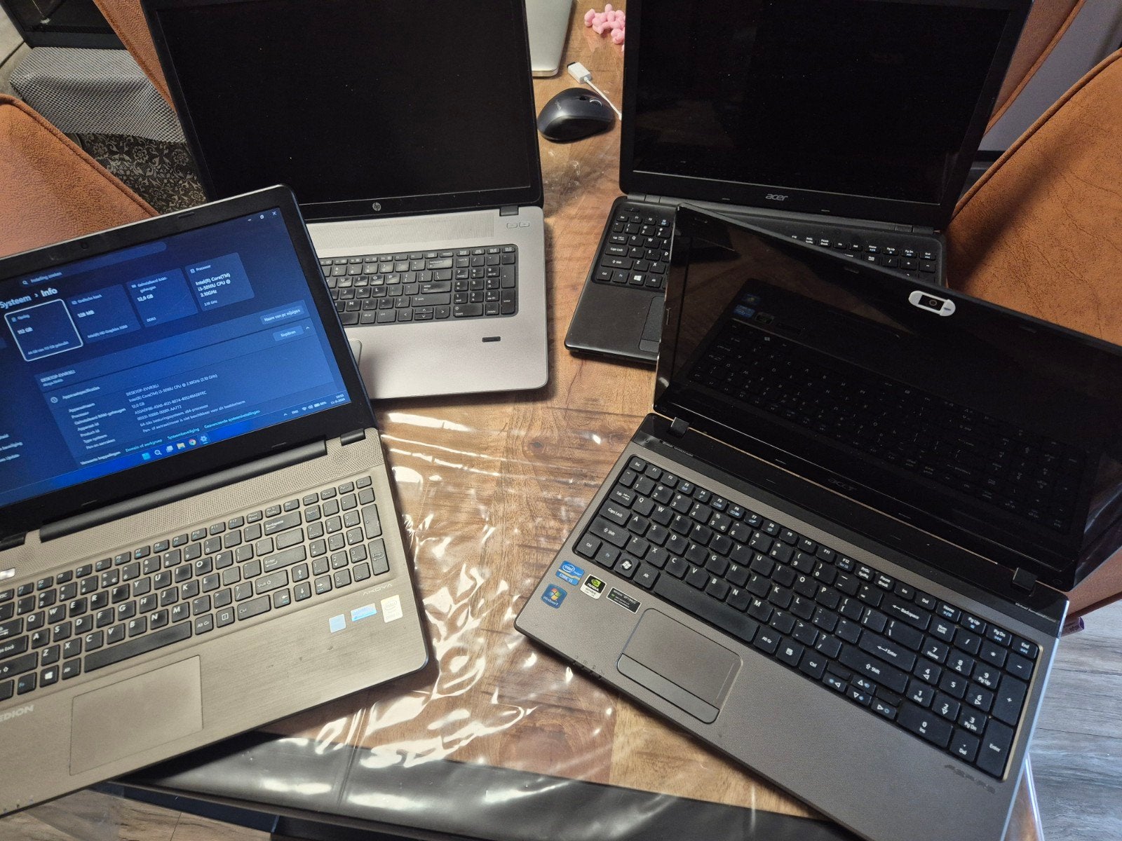 4x laptops, Ophalen, Onbekend, HDD