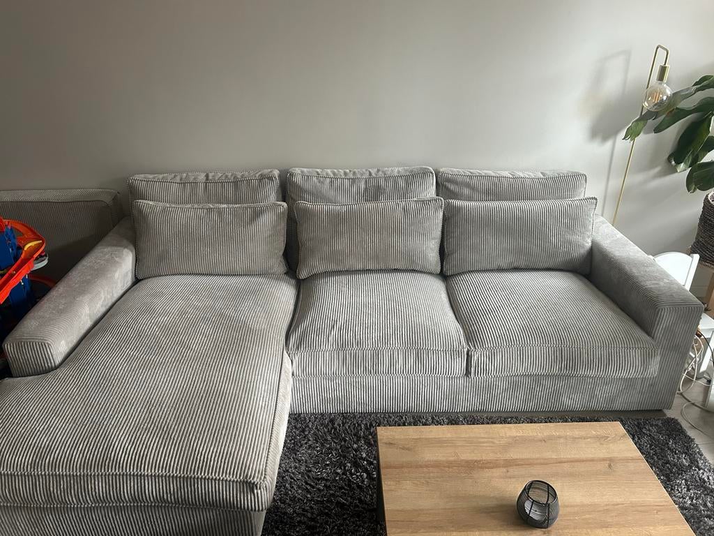 Grote ribstof bank - Comfortabel en stijlvol, Ophalen, Gebruikt, 100 tot 125 cm, 300 cm of meer