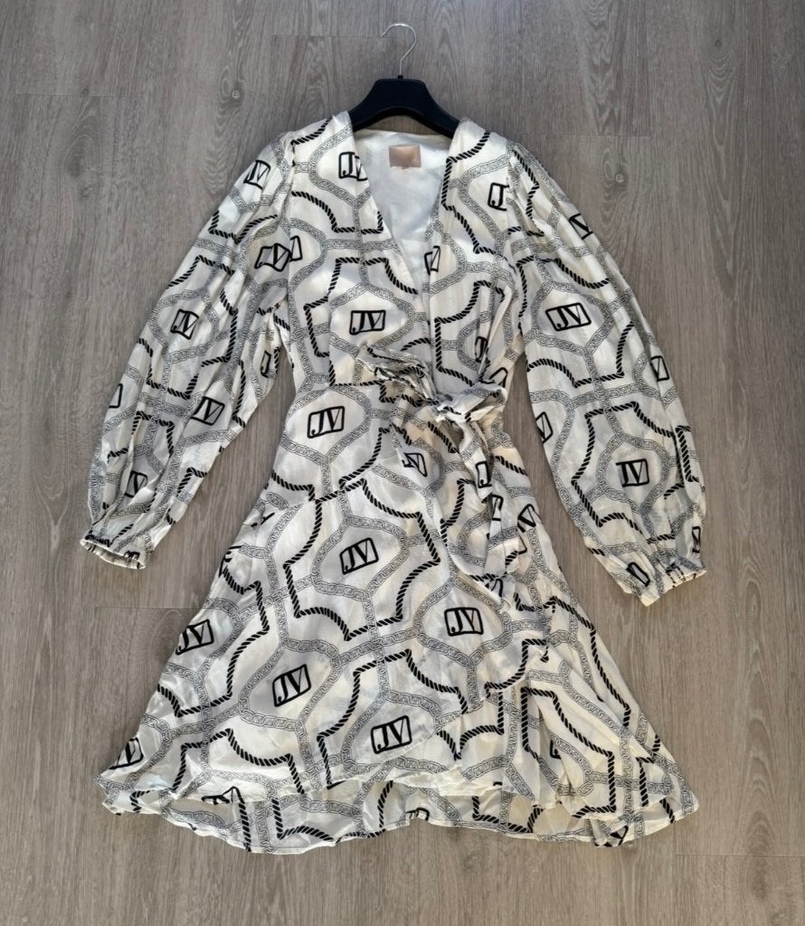 Josh V Nicolette wikkel jurk gebroken wit viscose maat S, Verzenden, Wit, Zo goed als nieuw, Maat 36 (S)