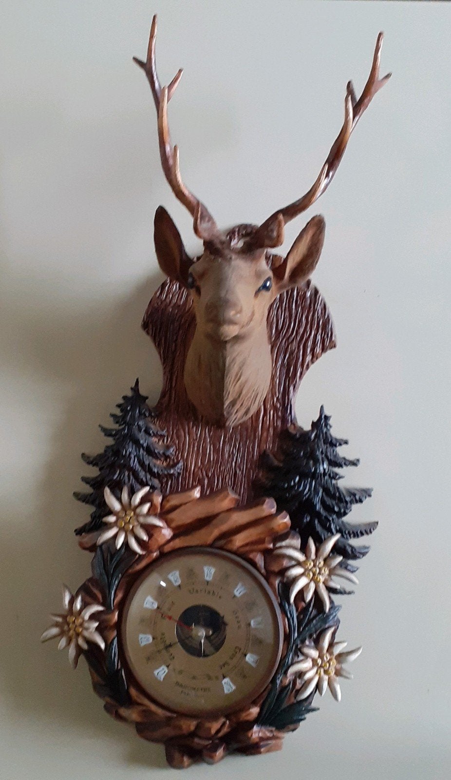 Retro, vintage barometer, Hertenkop met gewei, Ophalen of Verzenden