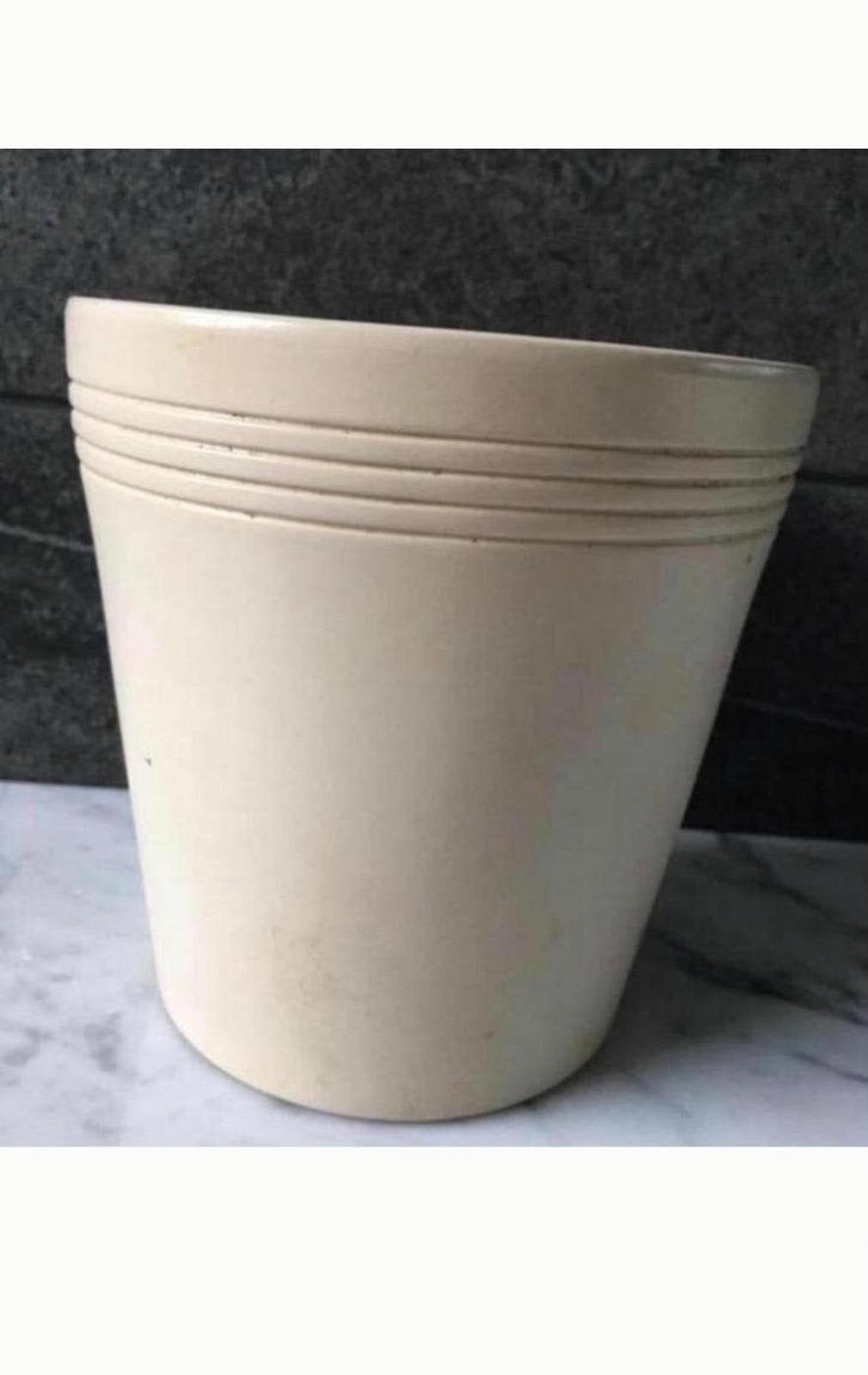 Mooie crèmekleurige vintage bloempot HxD 14,5x14,8cm, Ophalen, Rond, Binnen, Terracotta