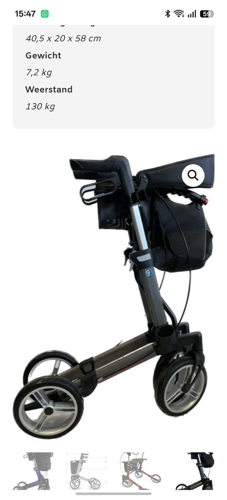 rollator Korenmolen nieuwe prijs 399 eur, Diversen, Ophalen of Verzenden, Lichtgewicht, Zo goed als nieuw