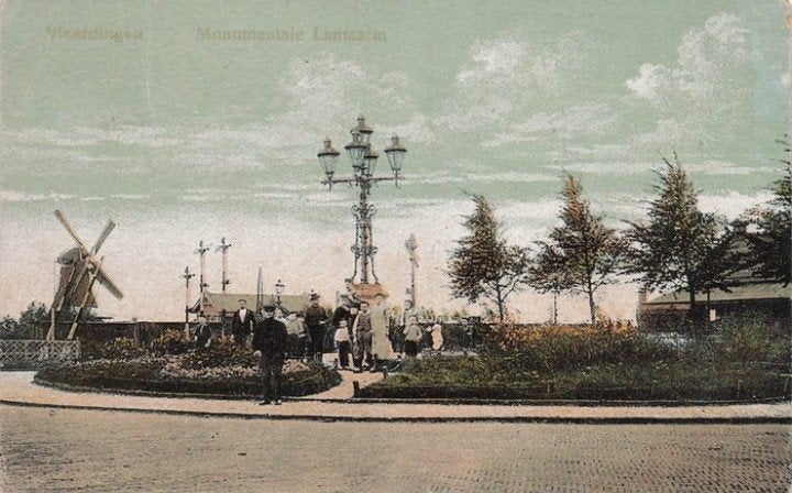 Vlaardingen Monumentale lantaarn (Kroningslantaarn) + Molen, Verzenden, Voor 1920, Gelopen, Zuid-Holland