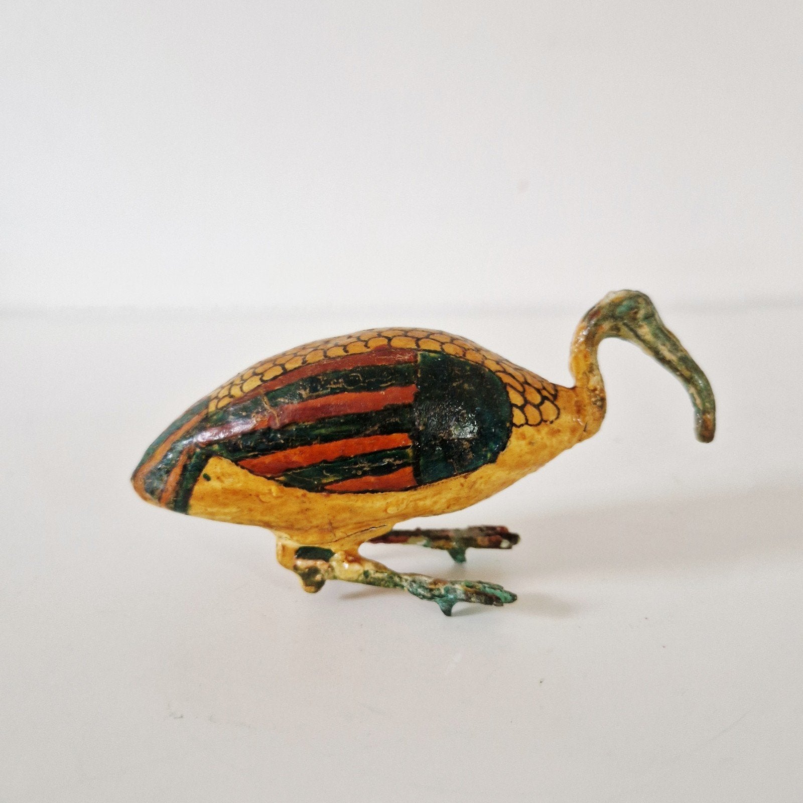 Vintage Ibis Beeldje - Handgeschilderd Houten Vogel, Antiek en Kunst, Ophalen of Verzenden