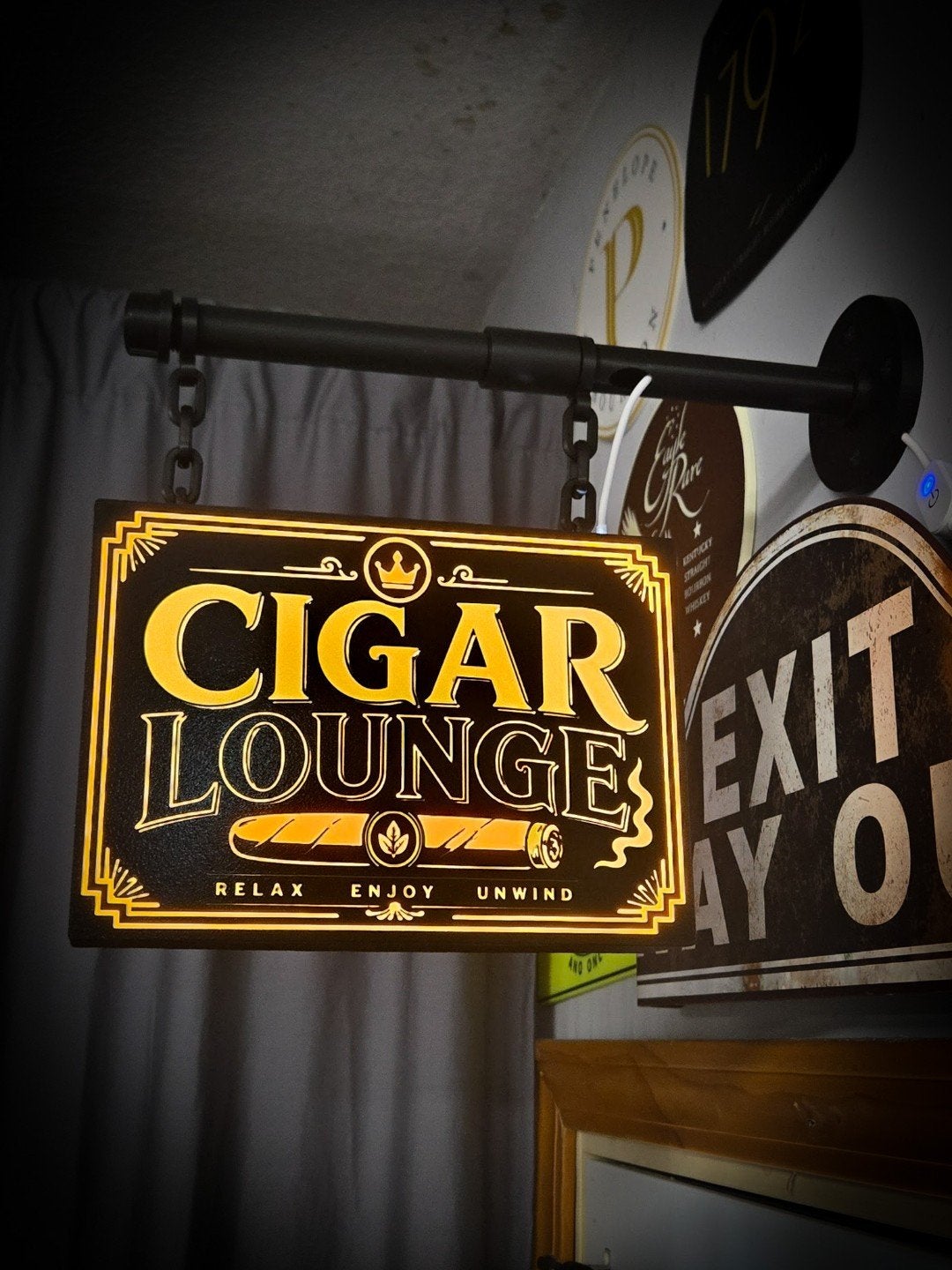 Cigar Lounge dubbele lichtbak incl. beugel en kettingen, Ophalen of Verzenden, Nieuw, Overige typen