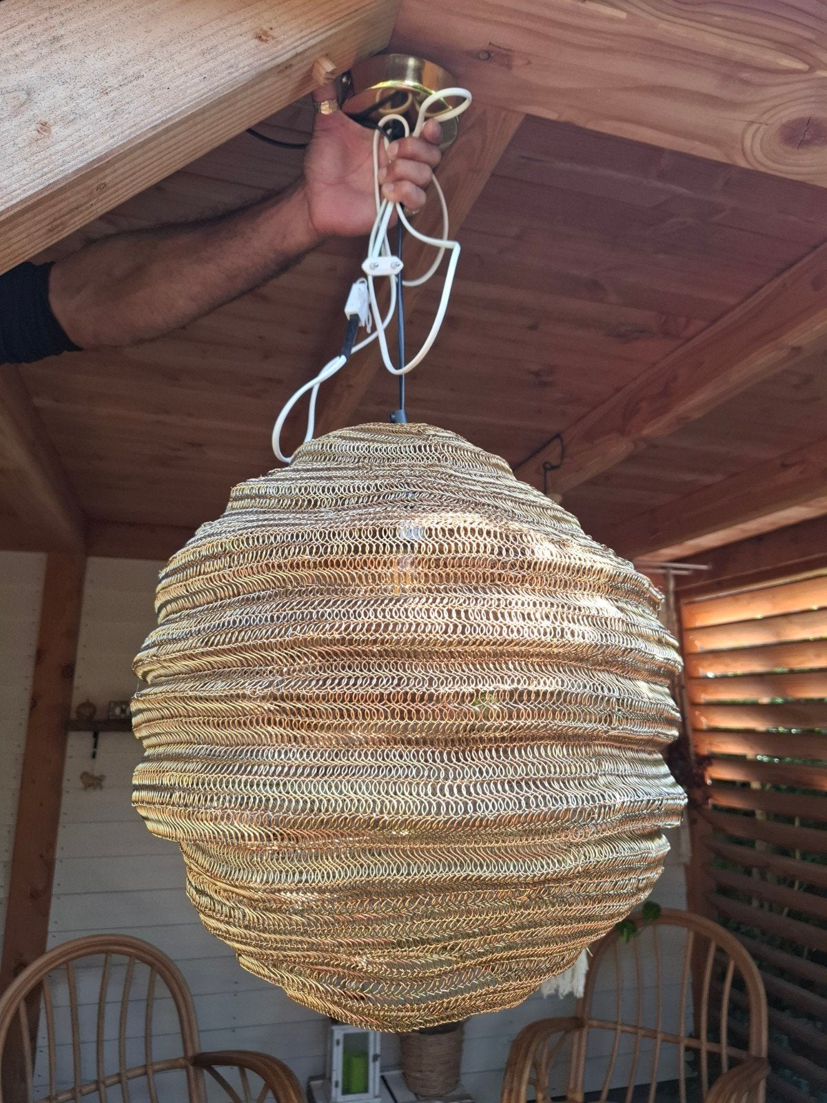 Countryfield hanglamp - Goudkleurig metaal, Gebruikt, Modern, Landelijk, Sfeervol, Metaal, E27 (groot)