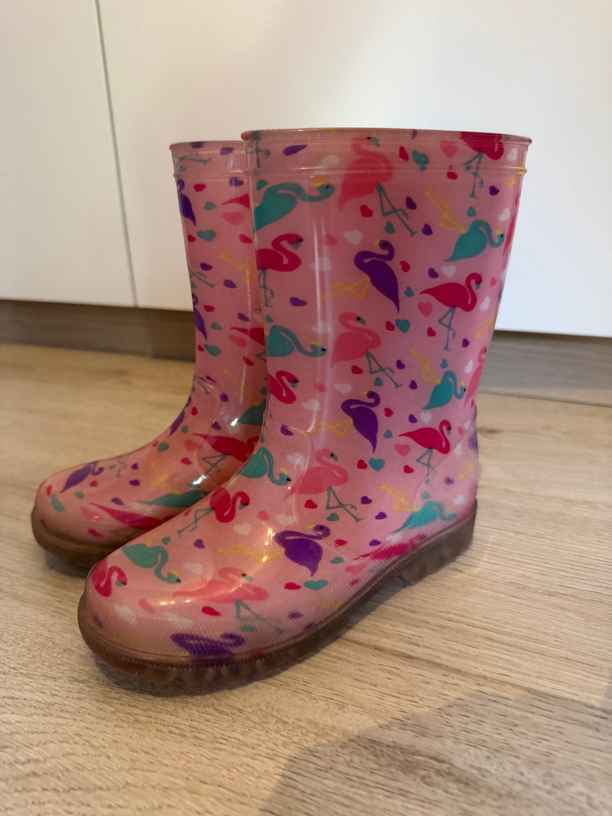 Roze kinderregenlaarzen met flamingo's - Maat 31, Ophalen, Gebruikt, Meisje