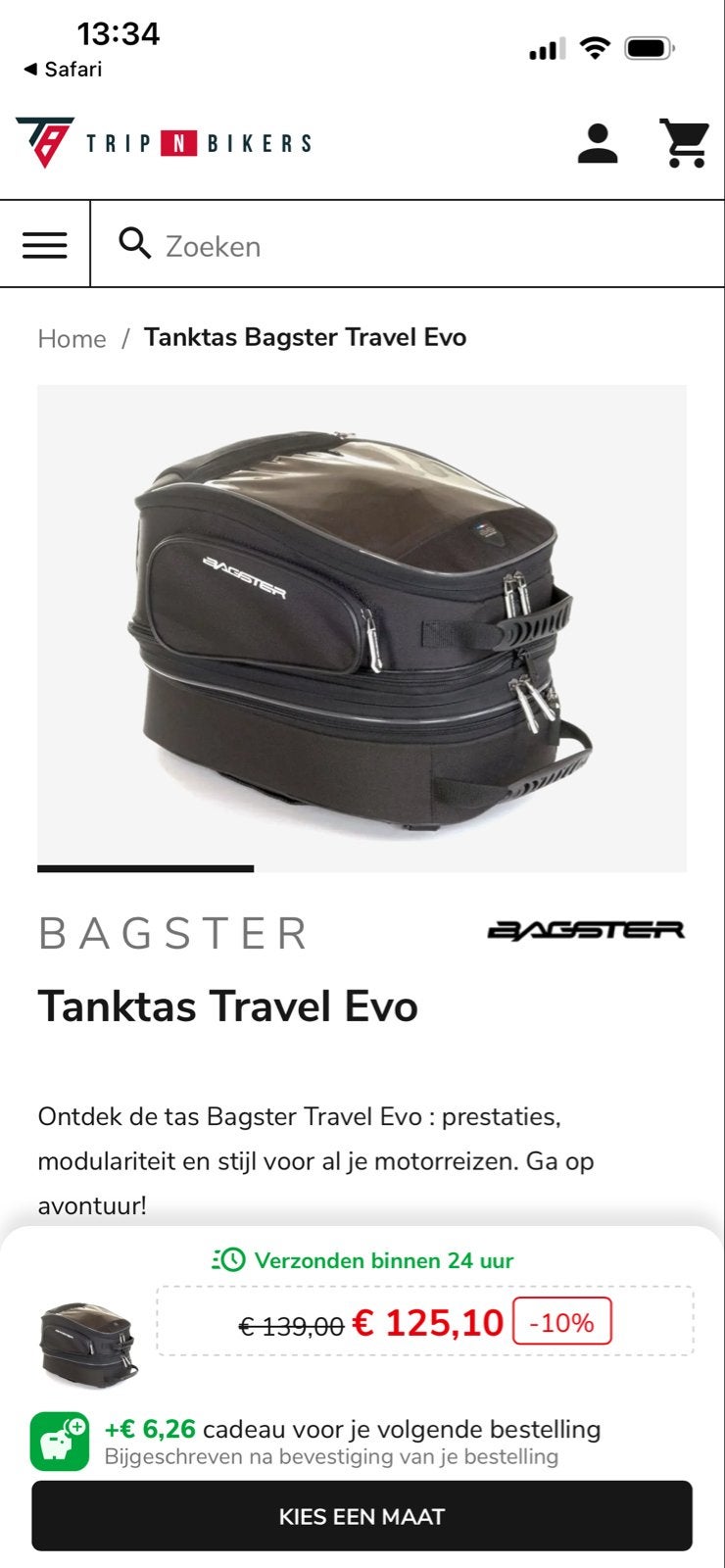 Bagster Tanktas Travel Evo - als nieuw, Ophalen of Verzenden, Zo goed als nieuw
