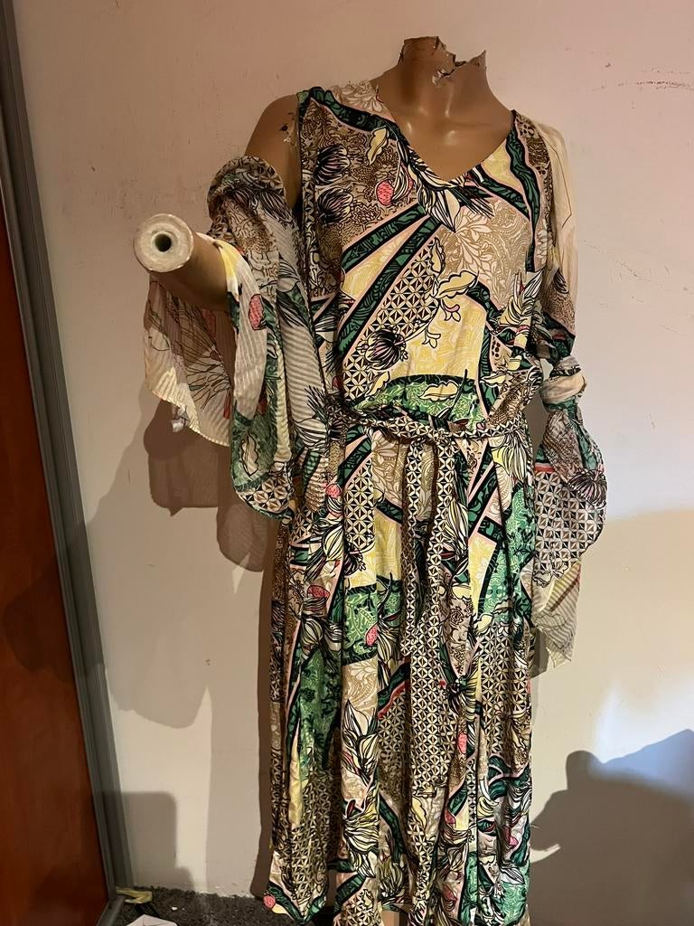 GERRY WEBER jurk met sjaal maat XL origineel zgan, R, Geel, Maat 46/48 (XL) of groter, T