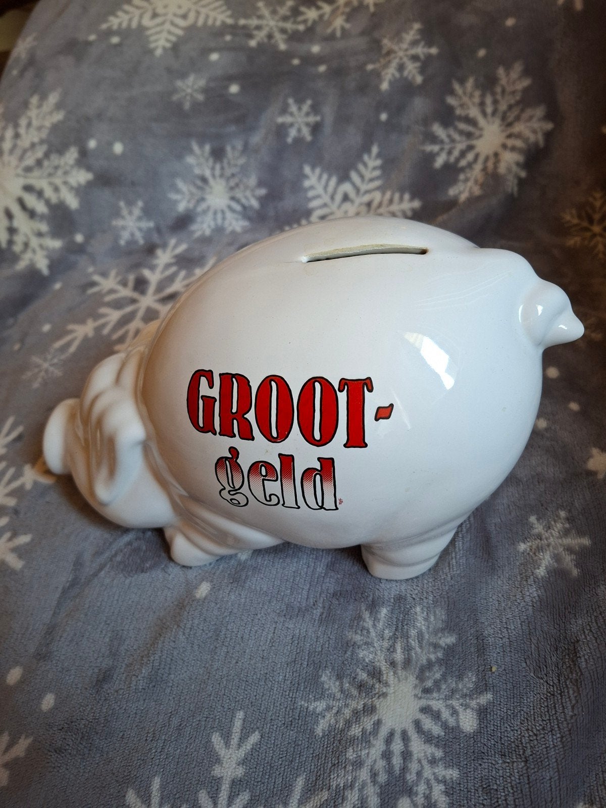 Spaarpot varken "GROOT-geld" - Keramiek, Ophalen, Gebruikt, Steen, Aardewerk of Keramiek, Dier