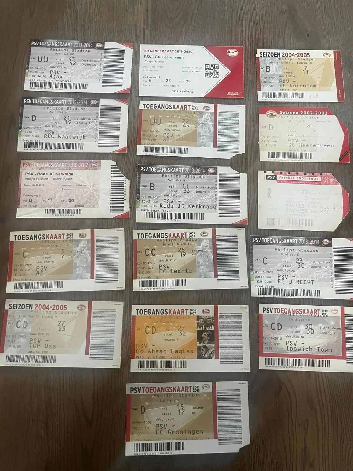 DIVERSE TICKETS PSV THUIS, Verzamelen, Ophalen of Verzenden, Zo goed als nieuw, PSV, Overige typen