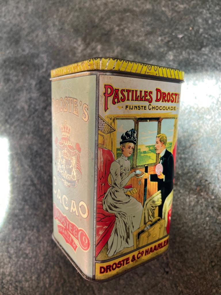 Oud vintage Droste Pastilles blik – reclameblik Haarlem, Ophalen of Verzenden, Zo goed als nieuw, Overige, Droste