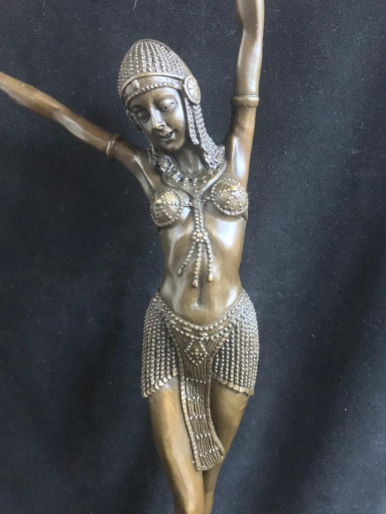 Bronzen vrouw Chiparus/stempel 56 cm groot zuiver brons, Antiek en Kunst, Ophalen of Verzenden