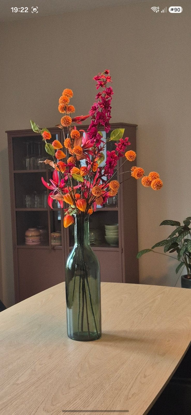 Prachtig boeket met diverse kunstbloemen en vaas, Binnen, Textiel, Zo goed als nieuw, Boeket
