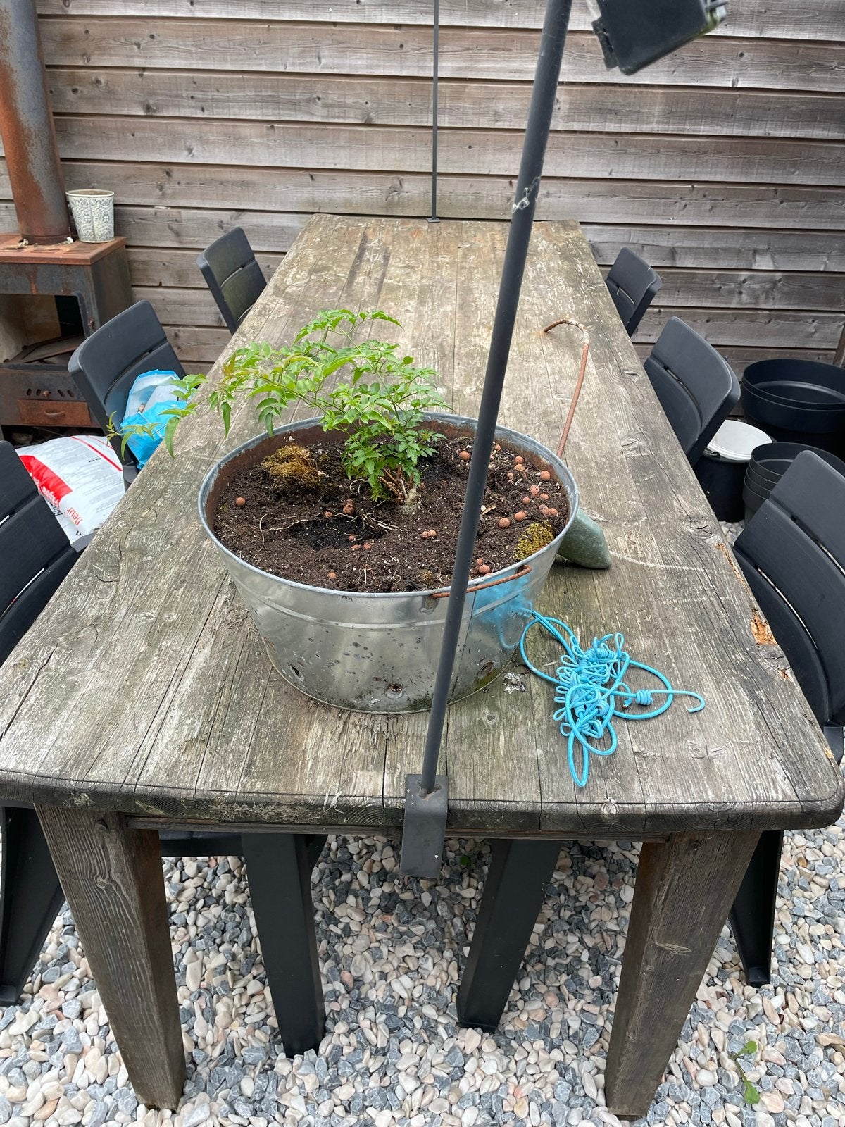 Robuuste houten tuintafel, Tuin en Terras, Tuintafels, Ophalen, Gebruikt, Rechthoekig, Hout