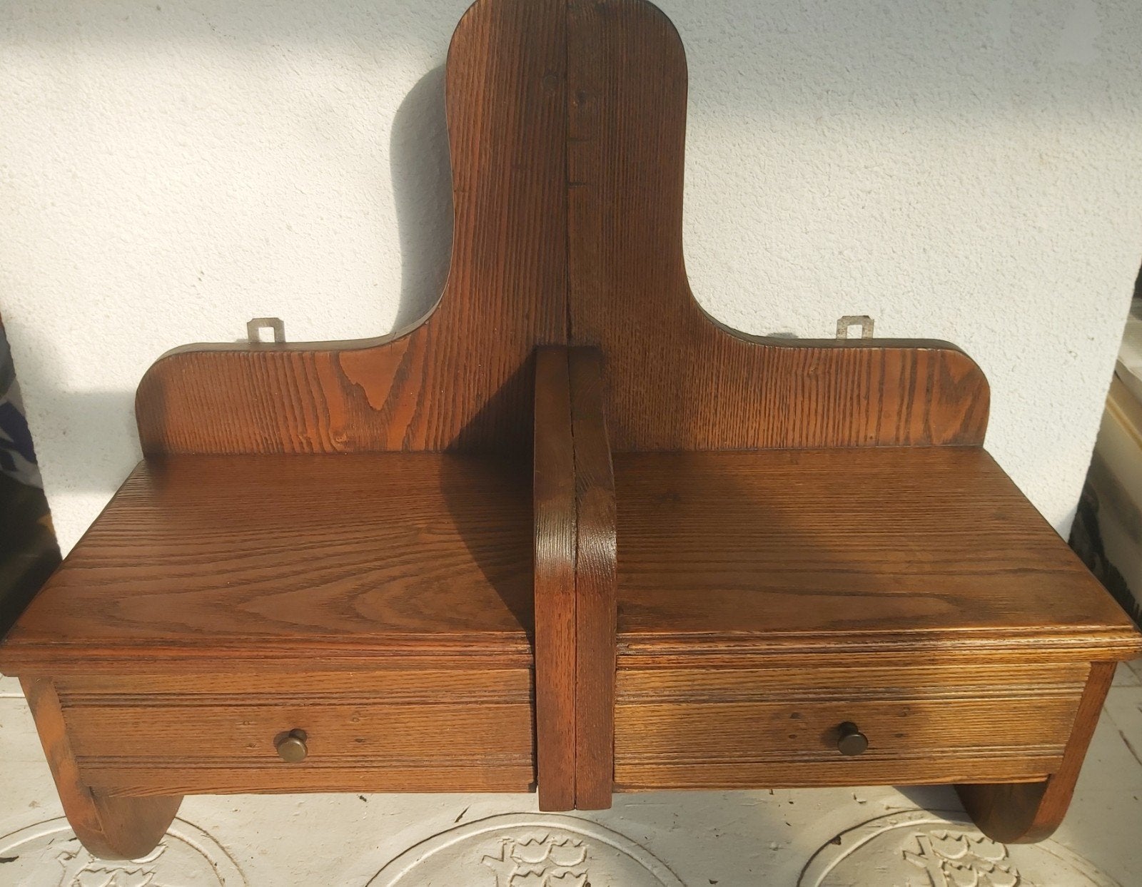 Antiek Art Deco stijl regaal / wandregaal / kapstok eiken, Ophalen