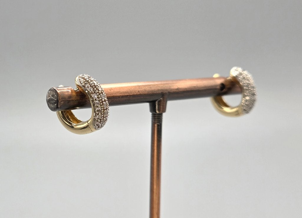 Vintage gouden klapcreolen ca. 0.50 ct diamanten. 2025/596, Hangers, ., Ophalen of Verzenden, Zo goed als nieuw
