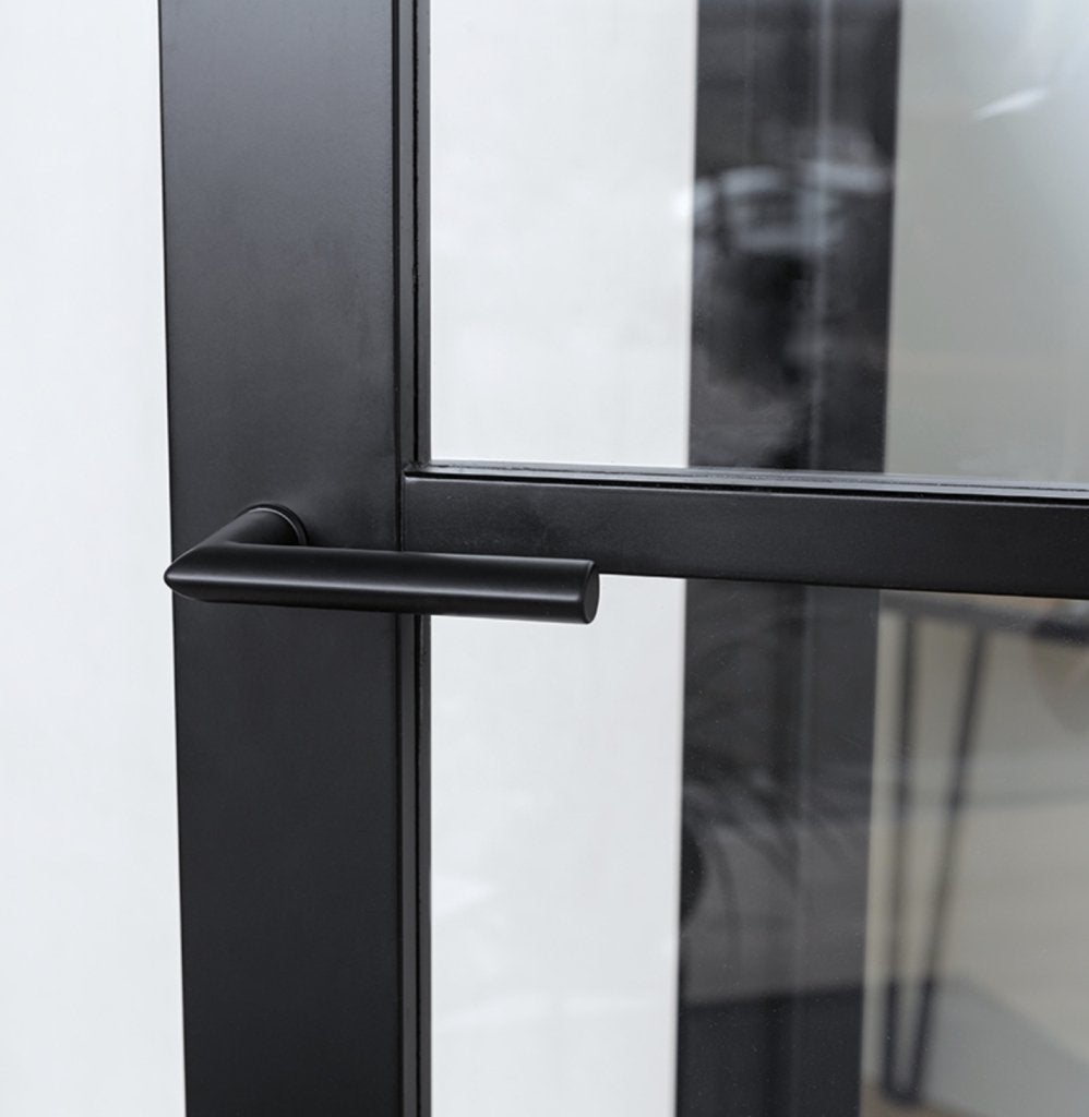 Zwarte houten binnendeur steellook voorgelakt met blankglas, Niet ingevuld, 80 tot 100 cm, Binnendeur, Niet ingevuld