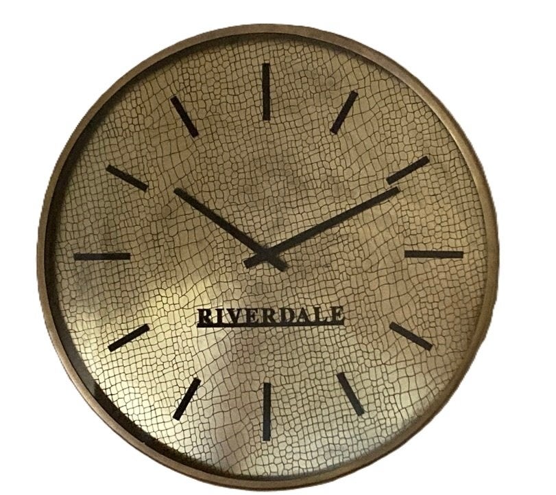 WANDKLOK LEVY GOUD 50CM RIVERDALE NIEUW, Ophalen, Goud, Wandklok, -