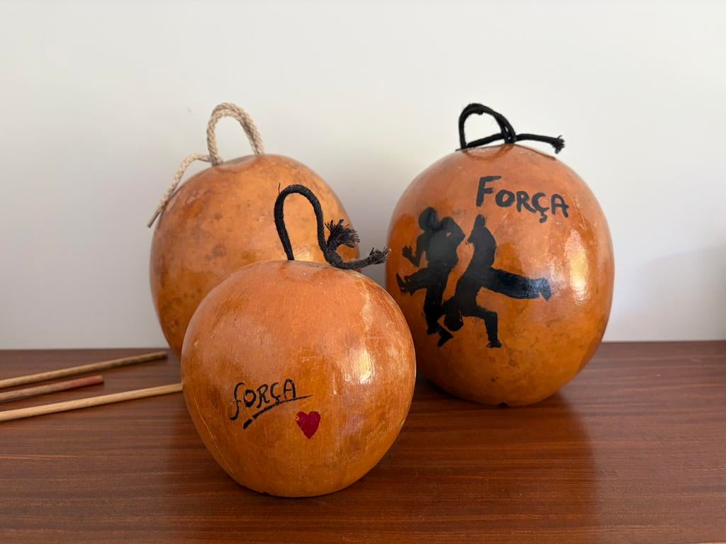 Twee berimbau’s incl. Verschillende kalebassen en caxixi, Ophalen, Zo goed als nieuw