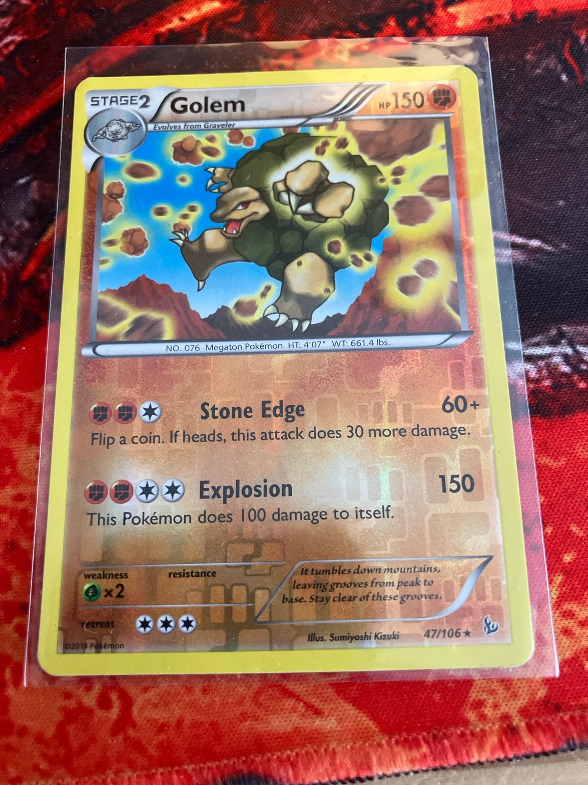 Pokémon Kaart Golem 47/106 Holo Rare XY Ancient Origins, Ophalen of Verzenden, Zo goed als nieuw, Losse kaart, Foil