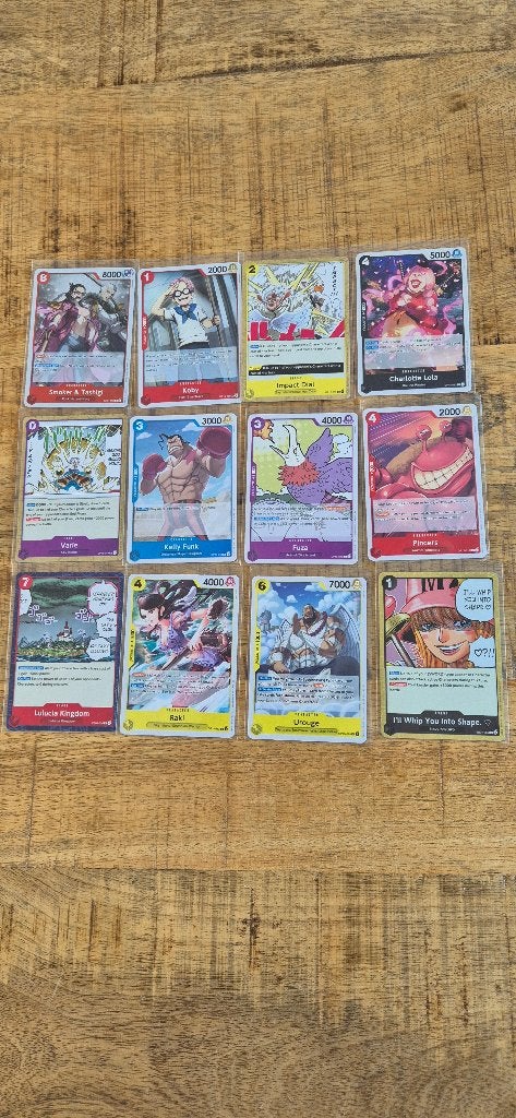 One Piece - 12 Kaartjes OP15 en EB04, Hobby en Vrije tijd, Ophalen of Verzenden, Zo goed als nieuw, Meerdere plaatjes